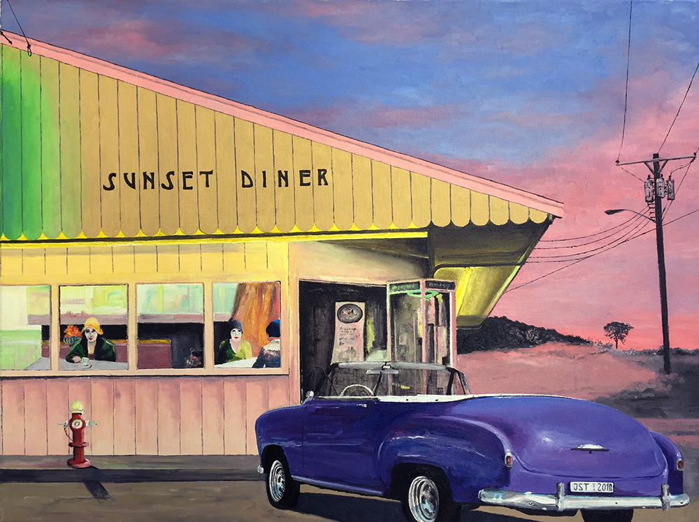 Sunset Diner - Öl auf Leinwand - 2018